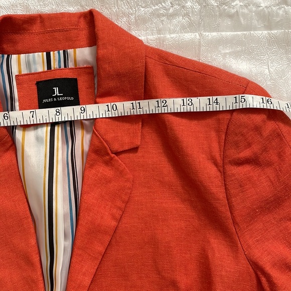 Blazer Jules & Leopard lined jacket padded shoulders 30% linen Coat Size S - Picture 12 of 15